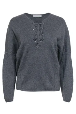 Vince - Grey Cashmere Lace-Up Sweater Sz XS