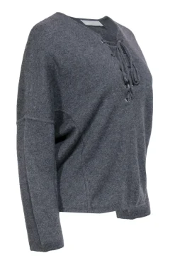 Vince - Grey Cashmere Lace-Up Sweater Sz XS