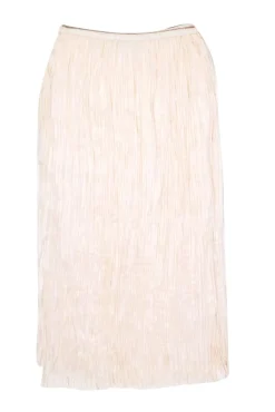Vince - Ivory Pleated Slip Style Midi Skirt w/ Side Slit Sz M