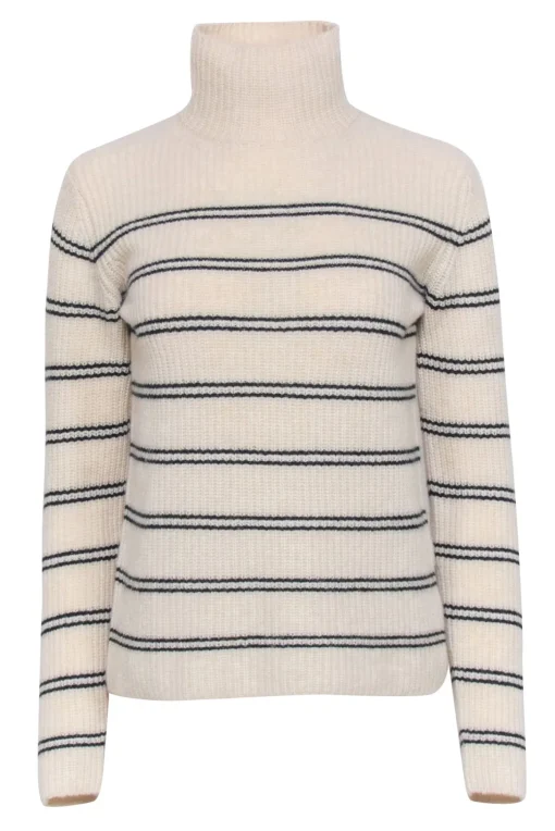 Vince - Ivory Striped Turtle Neck Sweater Sz XS