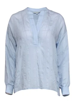 Vince - Light Blue Textured Long Sleeve Blouse Sz S