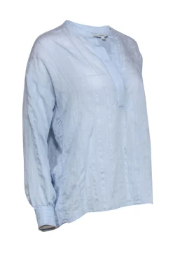 Vince - Light Blue Textured Long Sleeve Blouse Sz S