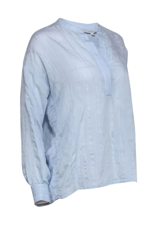 Vince - Light Blue Textured Long Sleeve Blouse Sz S