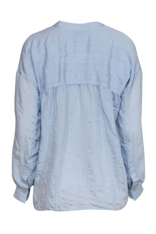 Vince - Light Blue Textured Long Sleeve Blouse Sz S