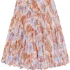 Vince - Light Pink & Blue Floral Print Pleated Midi Skirt Sz 4