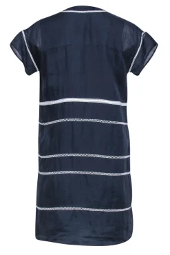 Vince - Navy & White Mesh Striped Shift Dress Sz 0