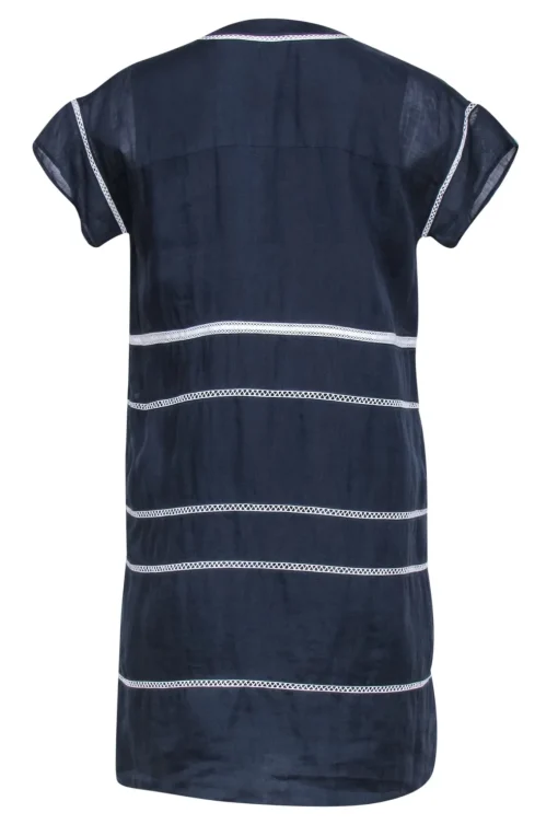 Vince - Navy & White Mesh Striped Shift Dress Sz 0