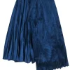 Vince - Navy Satin Pleated Midi Skirt Sz XS