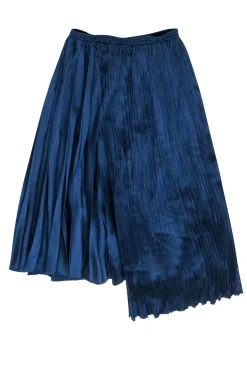 Vince - Navy Satin Pleated Midi Skirt Sz XS