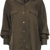 Vince - Olive Long Sleeve Button-Up Blouse Sz M