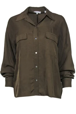 Vince - Olive Long Sleeve Button-Up Blouse Sz M