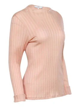 Vince - Peach Ribbed Long Sleeve Knit Top Sz L