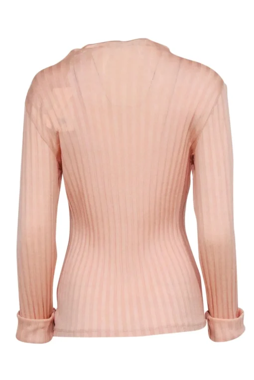 Vince - Peach Ribbed Long Sleeve Knit Top Sz L