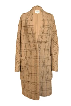 Vince - Tan & Black Plaid Patterned Wool Blend Jacket Sz M