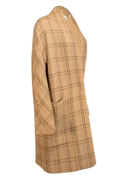 Vince - Tan & Black Plaid Patterned Wool Blend Jacket Sz M