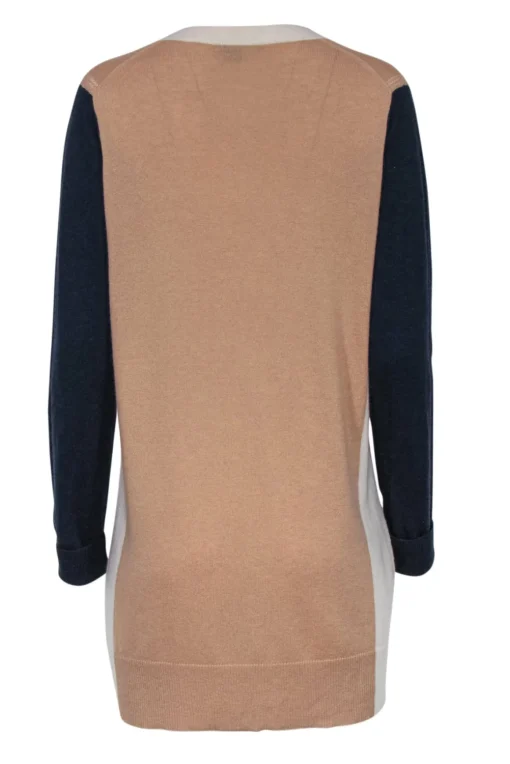 Vince - Tan Cream & Navy Button Front Cardigan Sz M