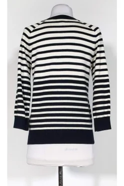 Vince - White & Navy Striped Cardigan Sz S