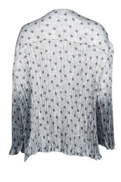 Vince - White, Blue, & Navy Floral Print Pleated Satin Blouse Sz XXL