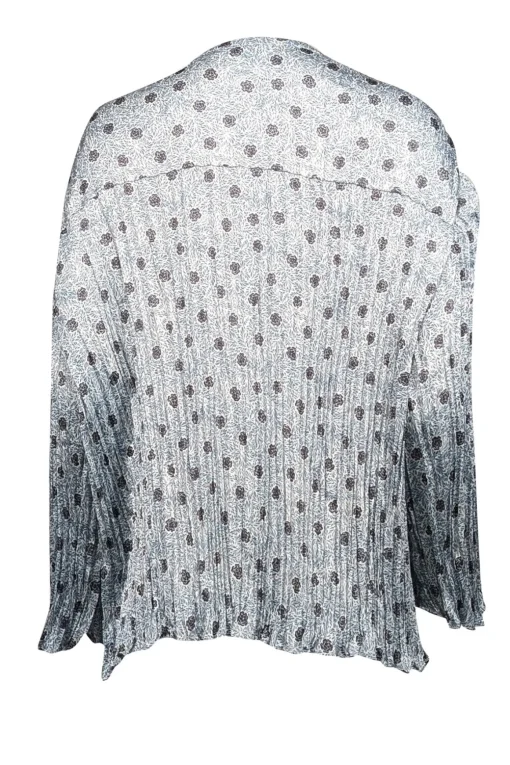 Vince - White, Blue, & Navy Floral Print Pleated Satin Blouse Sz XXL