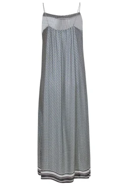 Vince - White, Orange & Blue Print Sleeveless Silk Maxi Dress Sz M