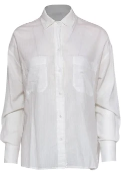 Vince - White Striped Cotton Collared Blouse Sz S