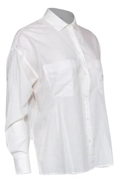 Vince - White Striped Cotton Collared Blouse Sz S