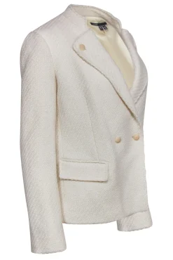 Vince - White Woven Tweed Double Breasted Jacket Sz 6
