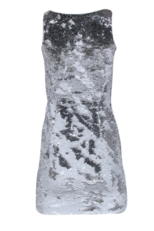 Vince Camuto - White & Silver Two-Way Sequin Shift Dress Sz XXS