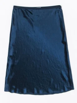 Vince- Navy Satin A-line Midi Skirt Sz L