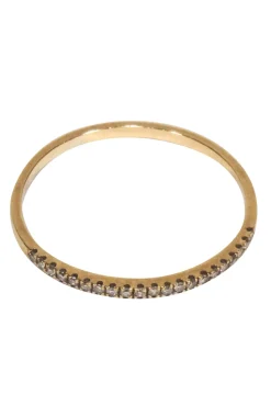 Vintage - 18k Gold Thin Band Ring w/ 0.09 ct Diamonds Sz 5