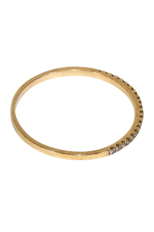 Vintage - 18k Gold Thin Band Ring w/ 0.09 ct Diamonds Sz 5