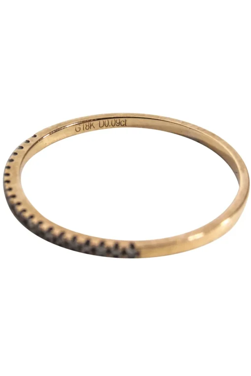 Vintage - 18k Gold Thin Band Ring w/ 0.09 ct Diamonds Sz 5
