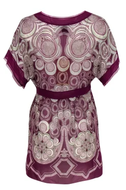 Vivienne Tam - Burgundy & Light Green Silk Empire Waist Top Sz 2