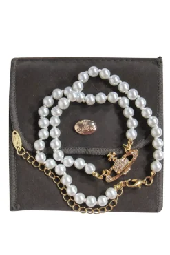 Vivienne Westwood - Faux Pearl Choker-Style Necklace w/ Logo