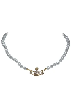 Vivienne Westwood - Faux Pearl Choker-Style Necklace w/ Logo