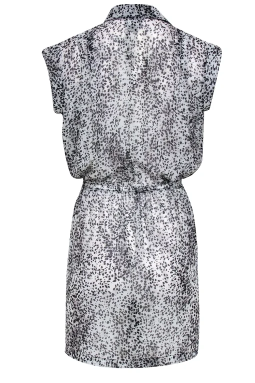 W by Worth - White w/ Black Spotted Print Button Front Dress Sz 4