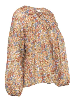 Warm - Orange & Mustard Floral Print Long Sleeve Blouse Sz 0