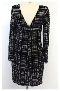 Waverly Grey - Black & Grey Velvet Square Print Dress Sz 0