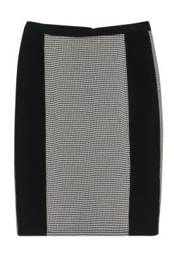 Weekend Max Mara - Black & White Houndstooth Print Pencil Skirt w/ Paneling Sz M