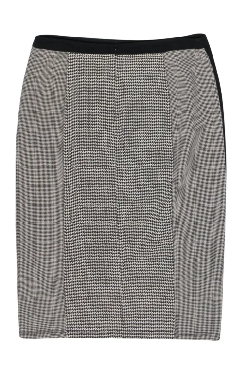 Weekend Max Mara - Black & White Houndstooth Print Pencil Skirt w/ Paneling Sz M