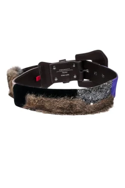 Weekend Max Mara - Brown, black, Purple, & Fur Trim Belt Sz One Size