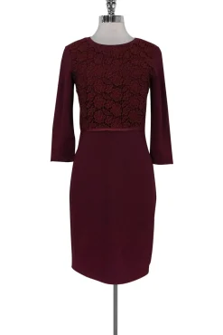 Weekend Max Mara - Burgundy Lace Bodice Dress Sz S