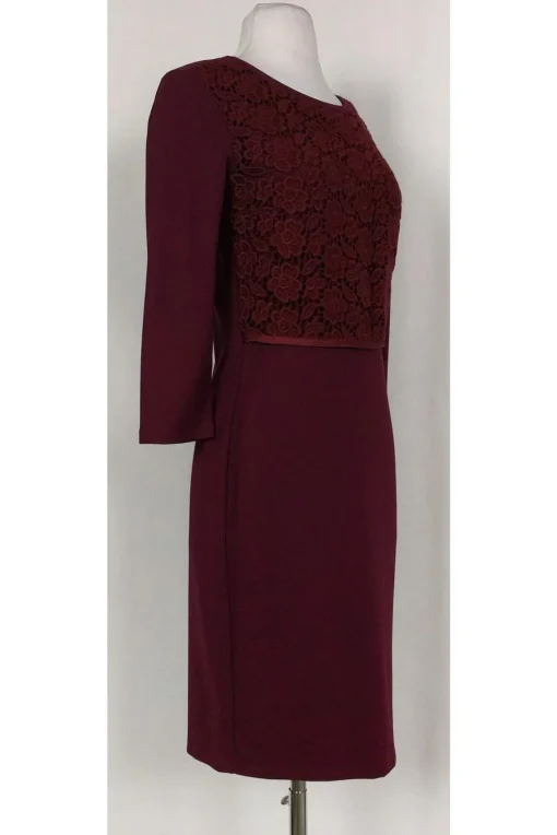 Weekend Max Mara - Burgundy Lace Bodice Dress Sz S