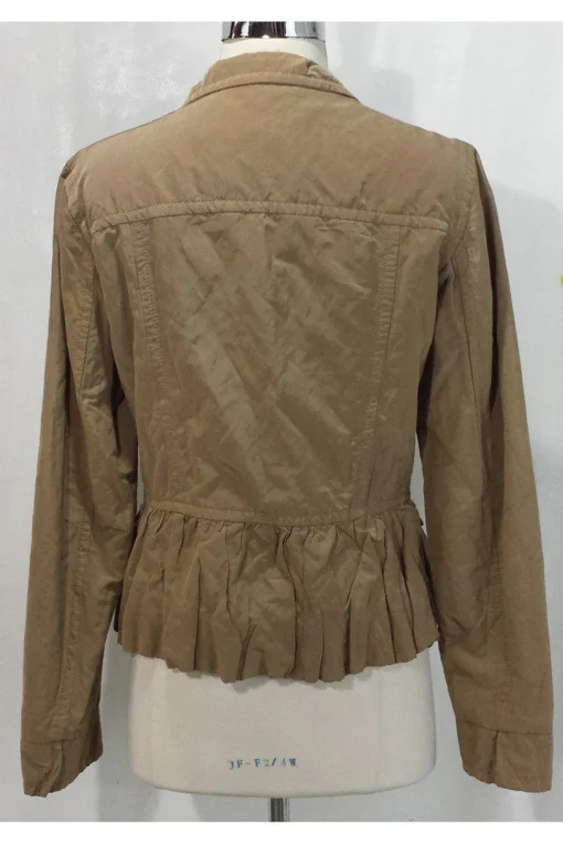 Weekend Max Mara - Khaki Zip & Button Crinkle Jacket Sz 10