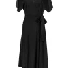 Whistles - Black Knit Midi Wrap Dress Sz 2