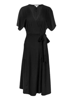 Whistles - Black Knit Midi Wrap Dress Sz 2