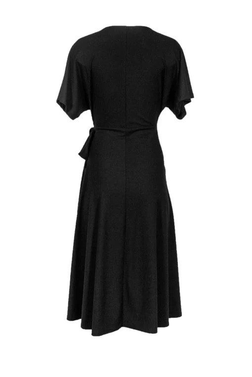 Whistles - Black Knit Midi Wrap Dress Sz 2