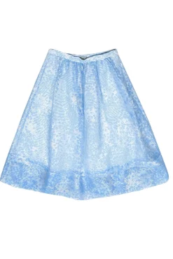Whistles - Blue & White Striped Floral Print Midi Skirt Sz S