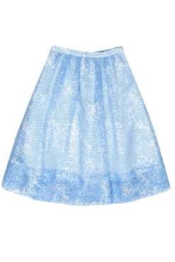 Whistles - Blue & White Striped Floral Print Midi Skirt Sz S