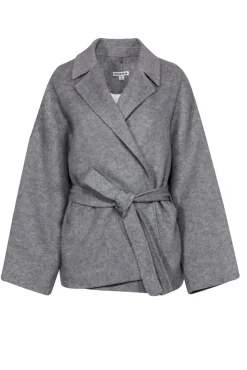 Whistles - Light Grey Open Front Belted Coat Sz M